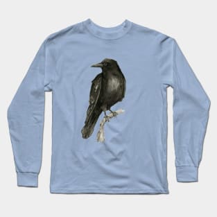 Raven drawing in washed ink Long Sleeve T-Shirt